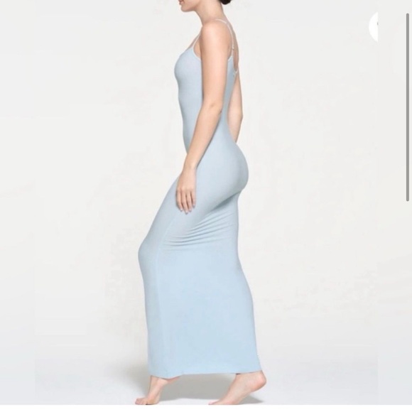 Skims Soft Lounge Fits Everyone Long Slip Dress Light Blue Size: XS - Picture 2 of 8